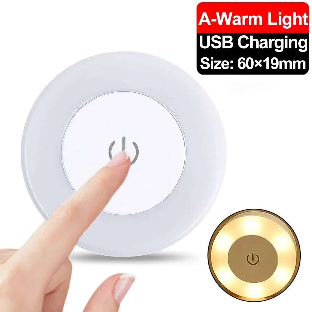 USB Rechargeable LED Night Light – Touch Sensor, Warm & Soft Lighting
