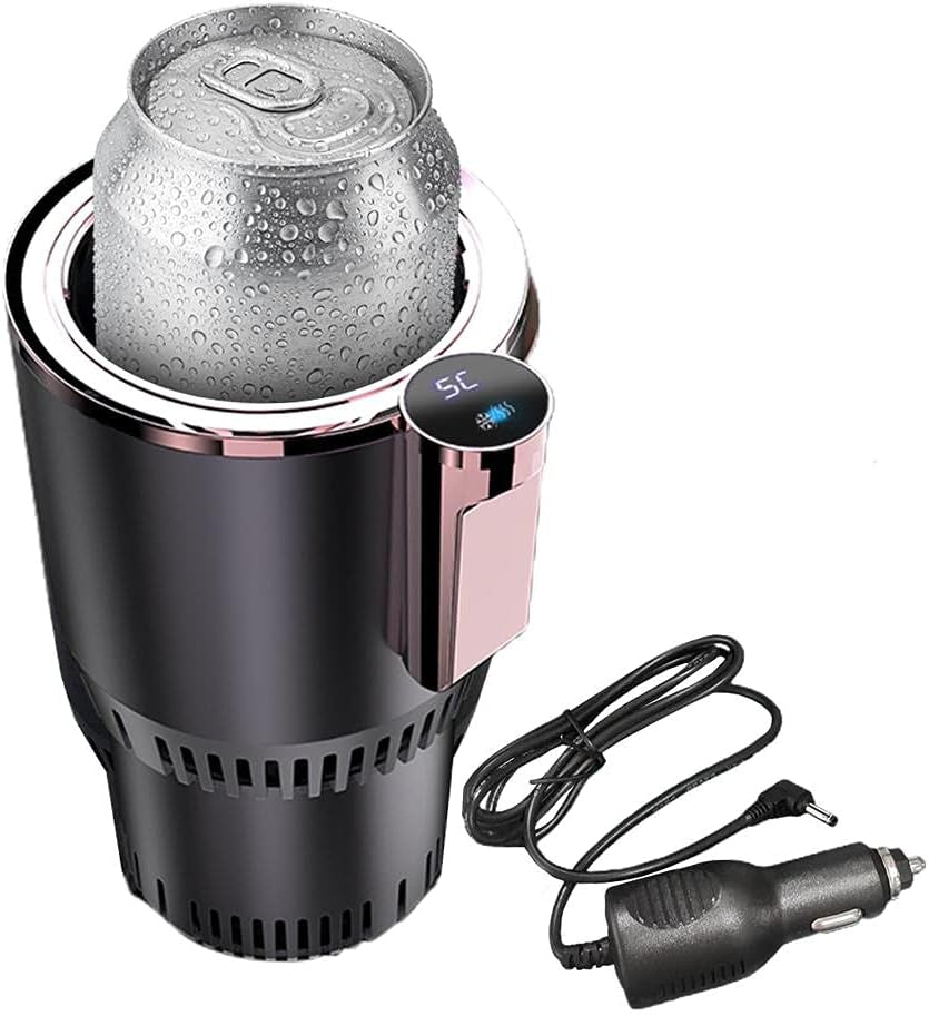 2-In-1 Car Cup Warmer Cooler, Smart Car Cup Mug Holder Auto Car Cooling and Heating Cup Holder Car Tumbler Holder Practical Car Refrigerator Cooler Insulation Drink Cooler Cup (Black)