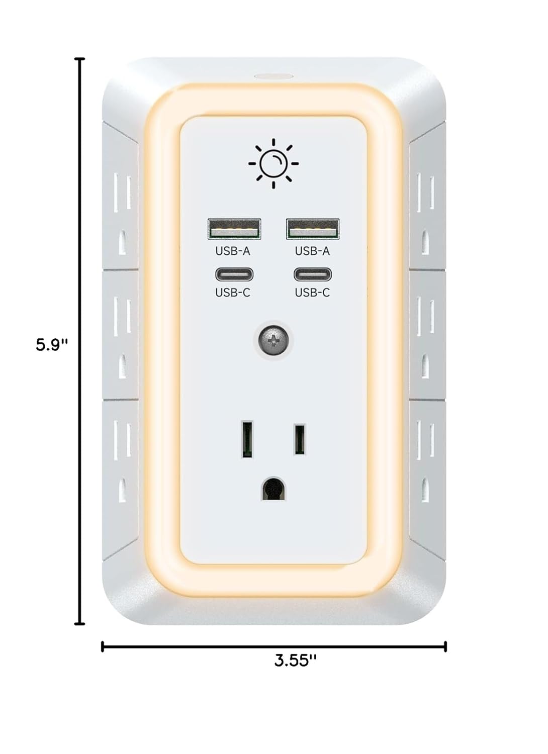 Multi Plug Outlet, USB Wall Charger, Surge Protector, 7 Outlet Extender with 4 USB Charging Ports (2 USB C) 1680J Power Strips Outlets with Night Light, Wall Plug Adapter Spaced for Home Travel Office