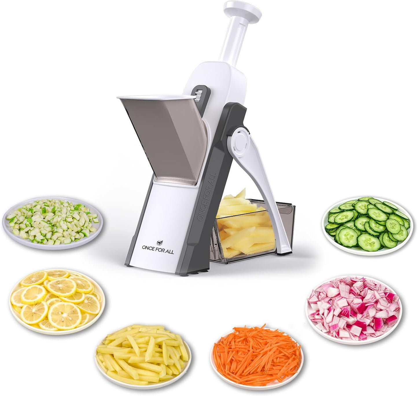 Safe Mandoline Slicer, Multi Vegetable Chopper, Potato Slicer for Kitchen, 4 Modes 100+ Presets Adjustable Thickness, French Fry Cutter (5 in 1 Green)