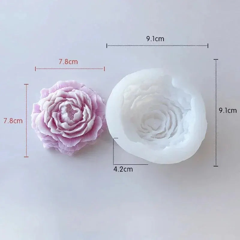 3D Peony Candle Silicone Mold DIY Relief Flower Soap Resin Plaster Mould Home Decor Chocolate Cake Ice Baking Making Tool Gifts