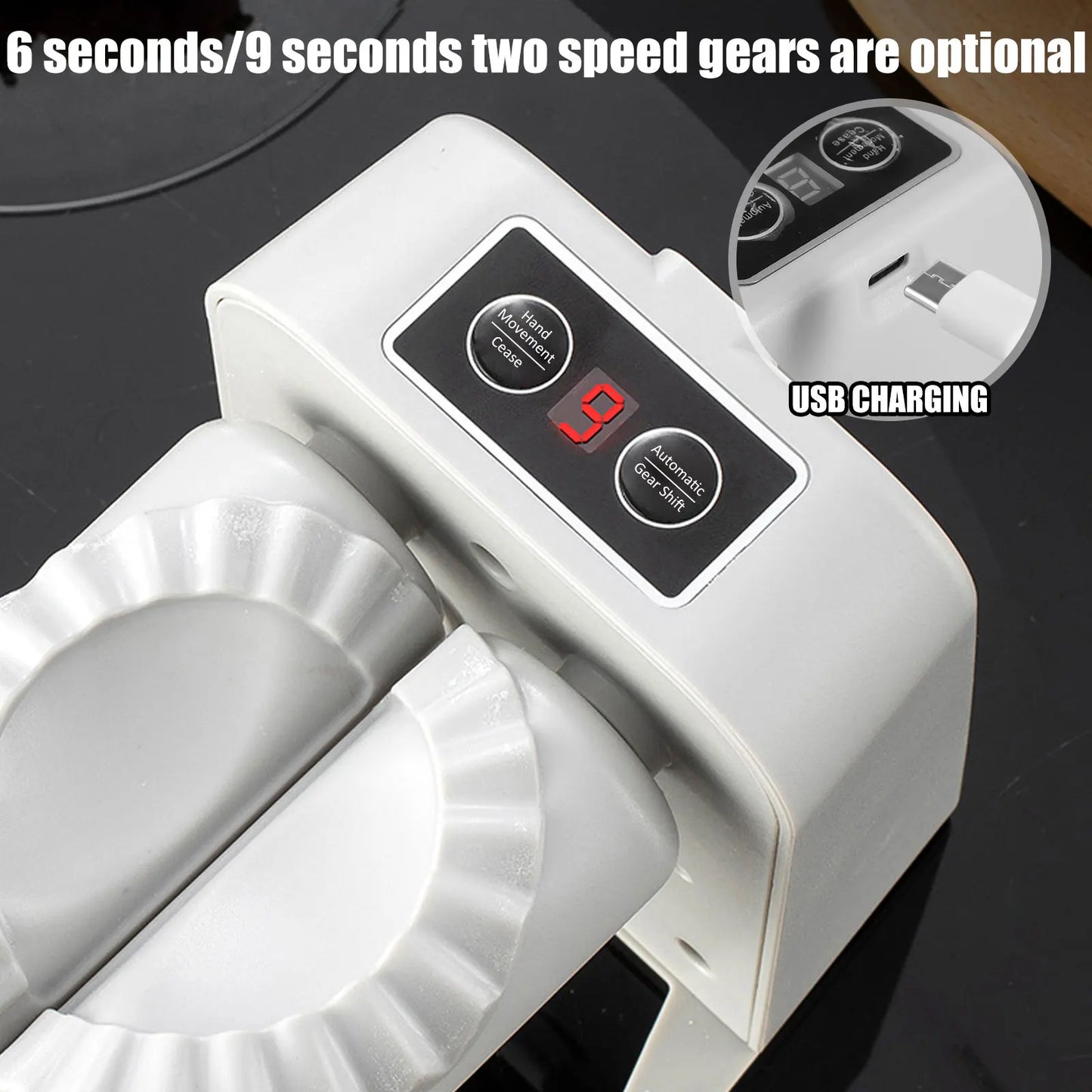 Electric Dumpling Maker 1200Mah Rechargeable Automatic Dumpling Maker with Filling Spoon Brush 2 Modes Efficient Dumpling Maker