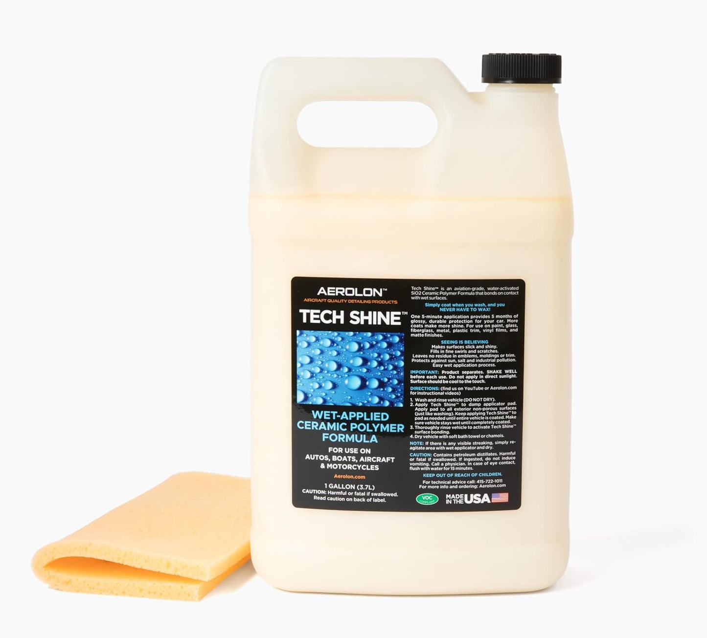 Tech Shine: Ceramic Coating for Cars, Car Wax, Car Polish, Ceramic Polymer Coating, Hydrophobic Top Coat Polish and Sealer, 6-8 Applications per Bottle