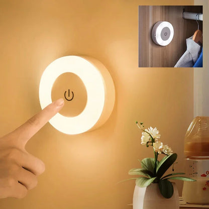 USB Rechargeable LED Night Light – Touch Sensor, Warm & Soft Lighting