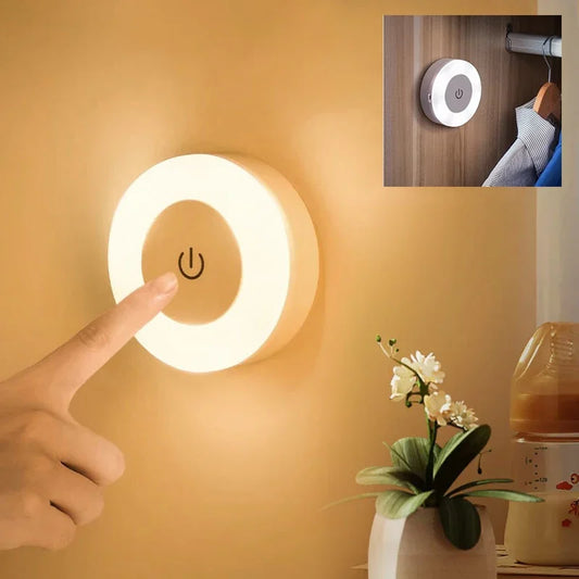 USB Rechargeable LED Night Light – Touch Sensor, Warm & Soft Lighting