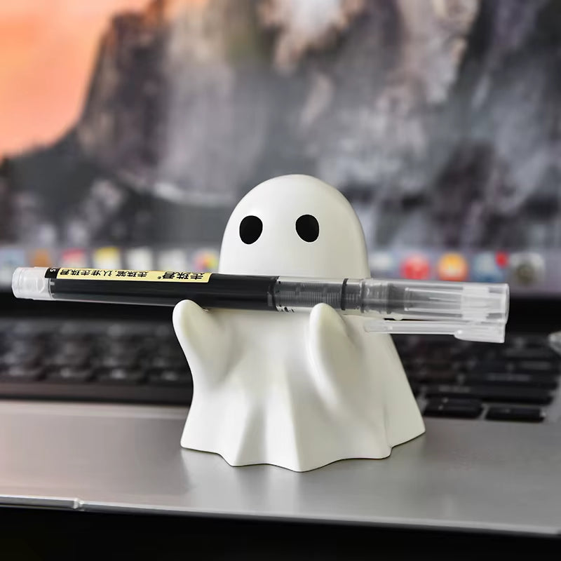 Halloween Cute Ghost Ornament Creative Desktop Decoration for Friends Birthday Gift Funny Pen Holder