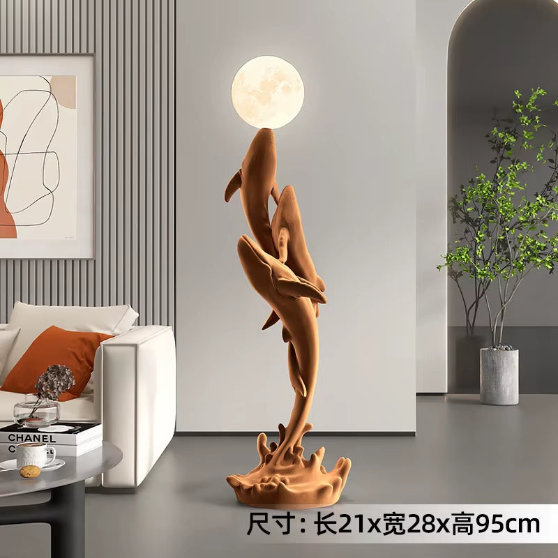 Home Decor Luminous Whale Statue Large Floor Decor Nordic Living Room Auspicious Animal Sculpture Art Ornament Housewarming Gift
