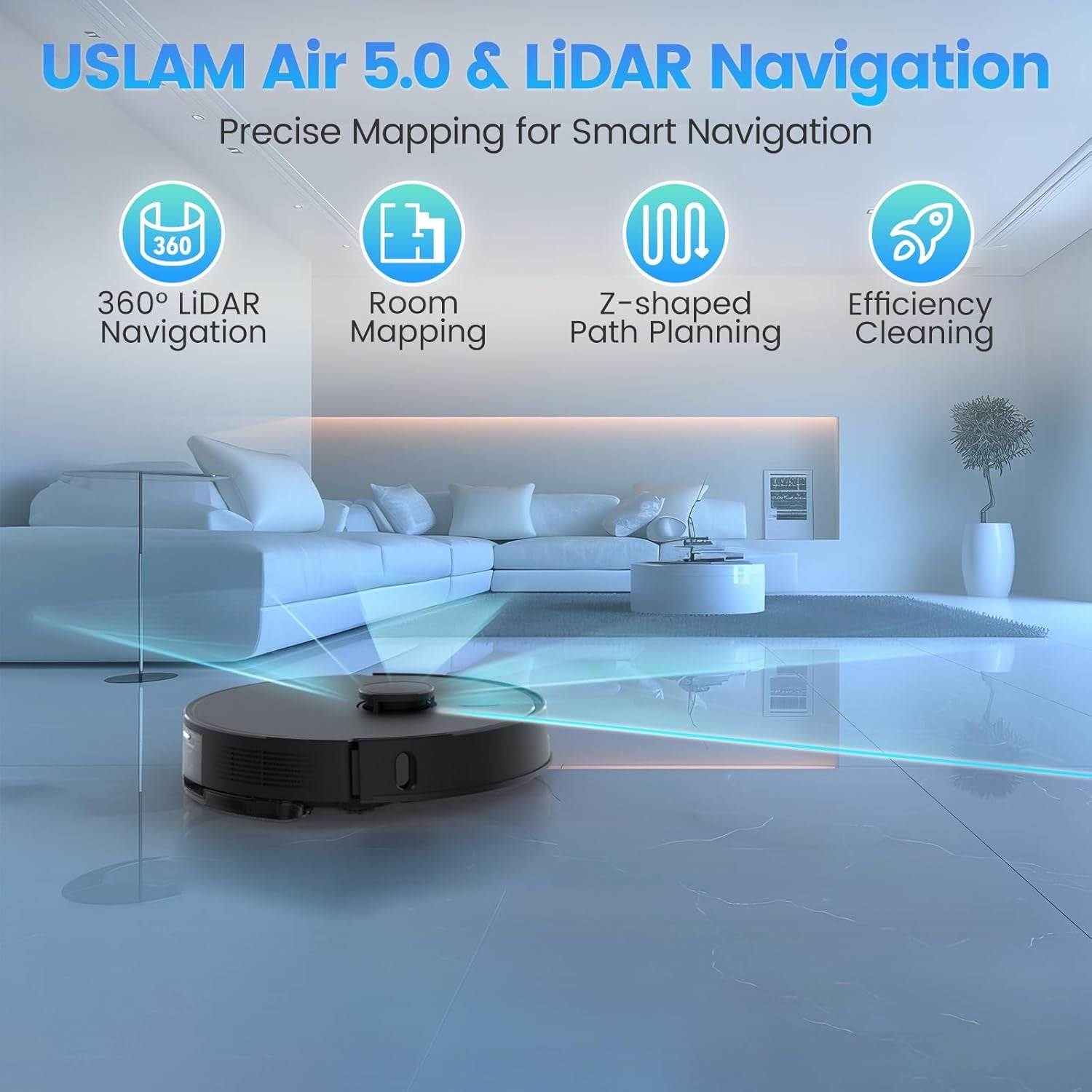 Robot Vacuum and Mop Combo, Self-Emptying, 60-Day Capacity, Schedule, 180Mins Runtime, Home Mapping, Wi-Fi/App/Alexa/Remote, Robotic Vacuum Cleaner for Pet, Hard Floors, Carpet