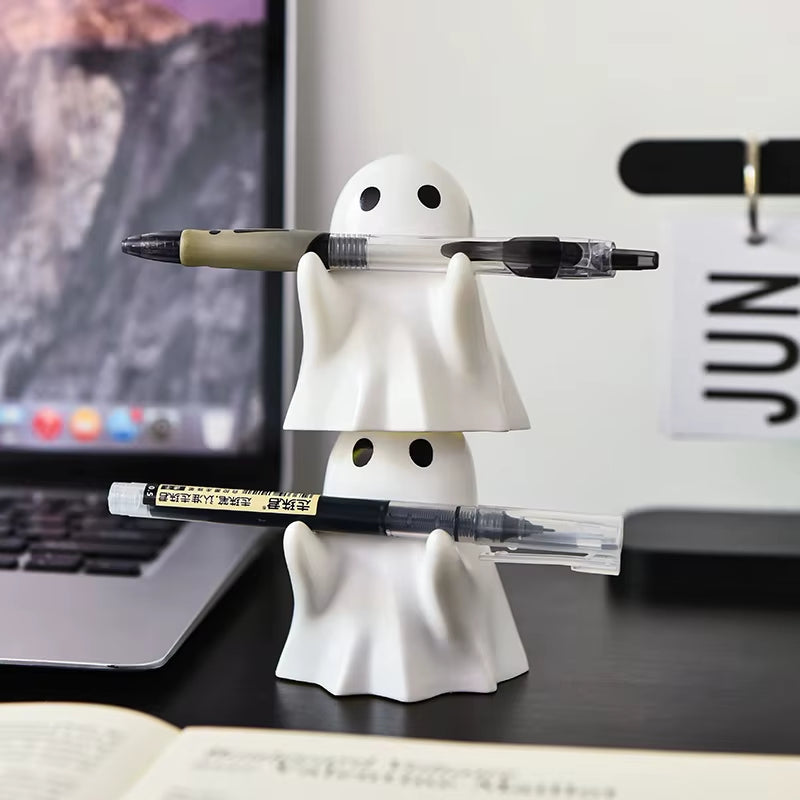 Halloween Cute Ghost Ornament Creative Desktop Decoration for Friends Birthday Gift Funny Pen Holder