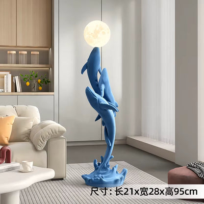 Home Decor Luminous Whale Statue Large Floor Decor Nordic Living Room Auspicious Animal Sculpture Art Ornament Housewarming Gift