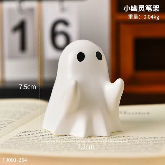 Halloween Cute Ghost Ornament Creative Desktop Decoration for Friends Birthday Gift Funny Pen Holder