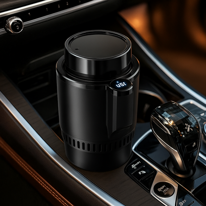 2-In-1 Car Cup Warmer Cooler, Smart Car Cup Mug Holder Auto Car Cooling and Heating Cup Holder Car Tumbler Holder Practical Car Refrigerator Cooler Insulation Drink Cooler Cup (Black)