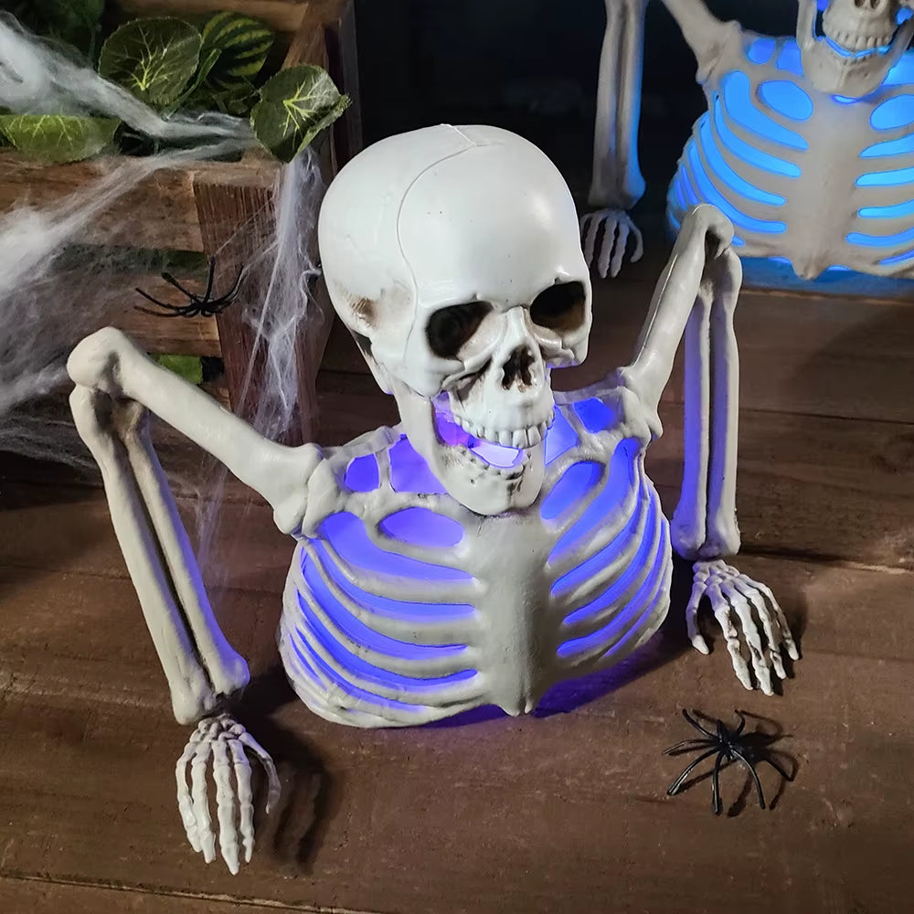 Halloween Decorations Glowing Skull Skeleton Human Head Haunted House Outdoor Yard Horror Props Holiday Scarry Home Supplies