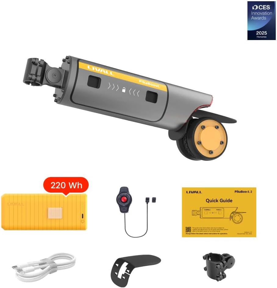 220Wh Pikaboost 2 E-Bike Rear Wheel Conversion Kit with 220Wh Battery, Electric Bike Conversion Kit with LED & App Control for Road Bikes