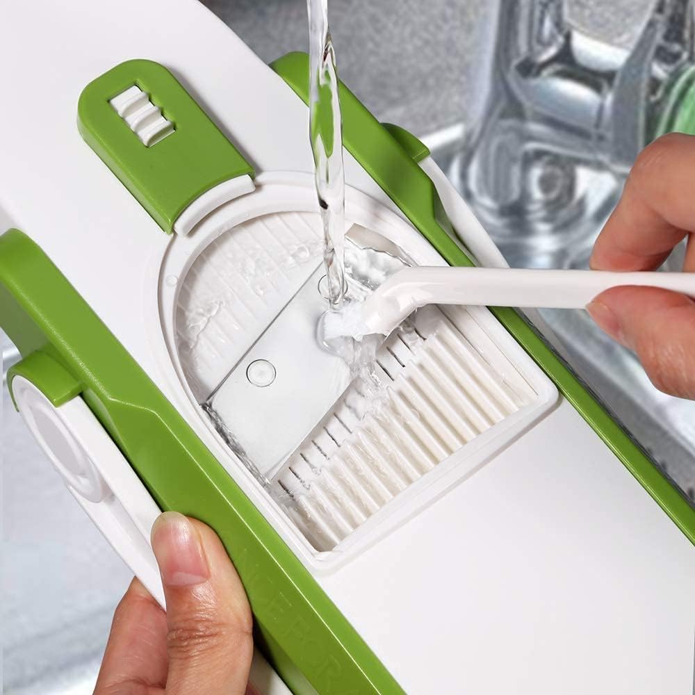 Safe Mandoline Slicer, Multi Vegetable Chopper, Potato Slicer for Kitchen, 4 Modes 100+ Presets Adjustable Thickness, French Fry Cutter (5 in 1 Green)
