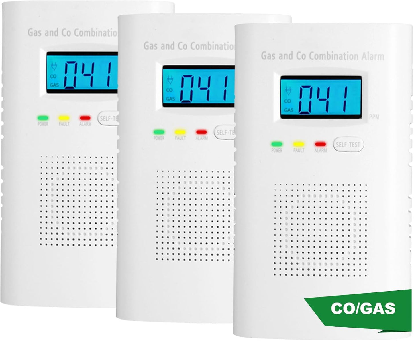 Combination Gas and Carbon Monoxide Detector Plug-In | CO Alarm & Natural Gas Combustible Detector | Digital Display, Battery Backup, Easy Install | for Home Kitchen Safety Monitoring 1-Pack