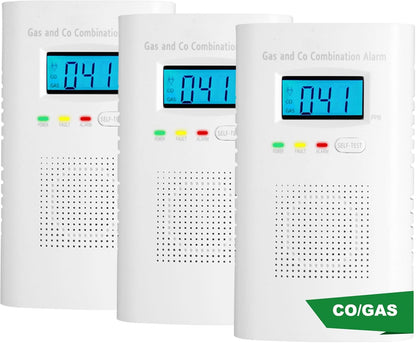 Combination Gas and Carbon Monoxide Detector Plug-In | CO Alarm & Natural Gas Combustible Detector | Digital Display, Battery Backup, Easy Install | for Home Kitchen Safety Monitoring 1-Pack