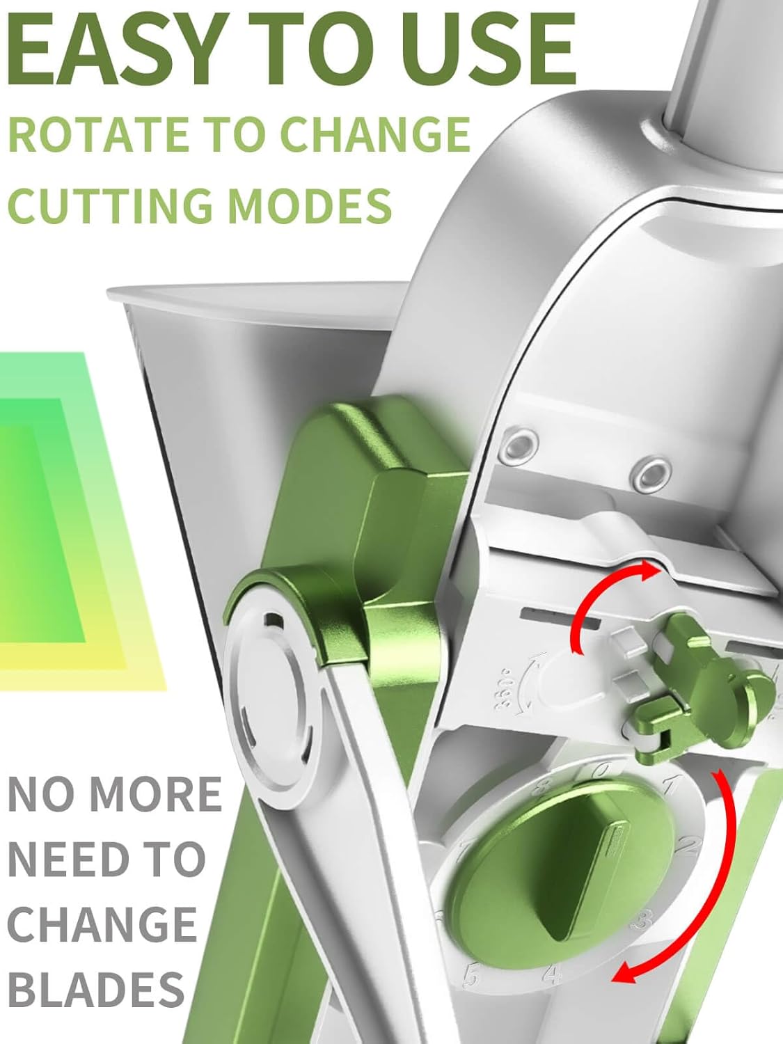 Safe Mandoline Slicer, Multi Vegetable Chopper, Potato Slicer for Kitchen, 4 Modes 100+ Presets Adjustable Thickness, French Fry Cutter (5 in 1 Green)
