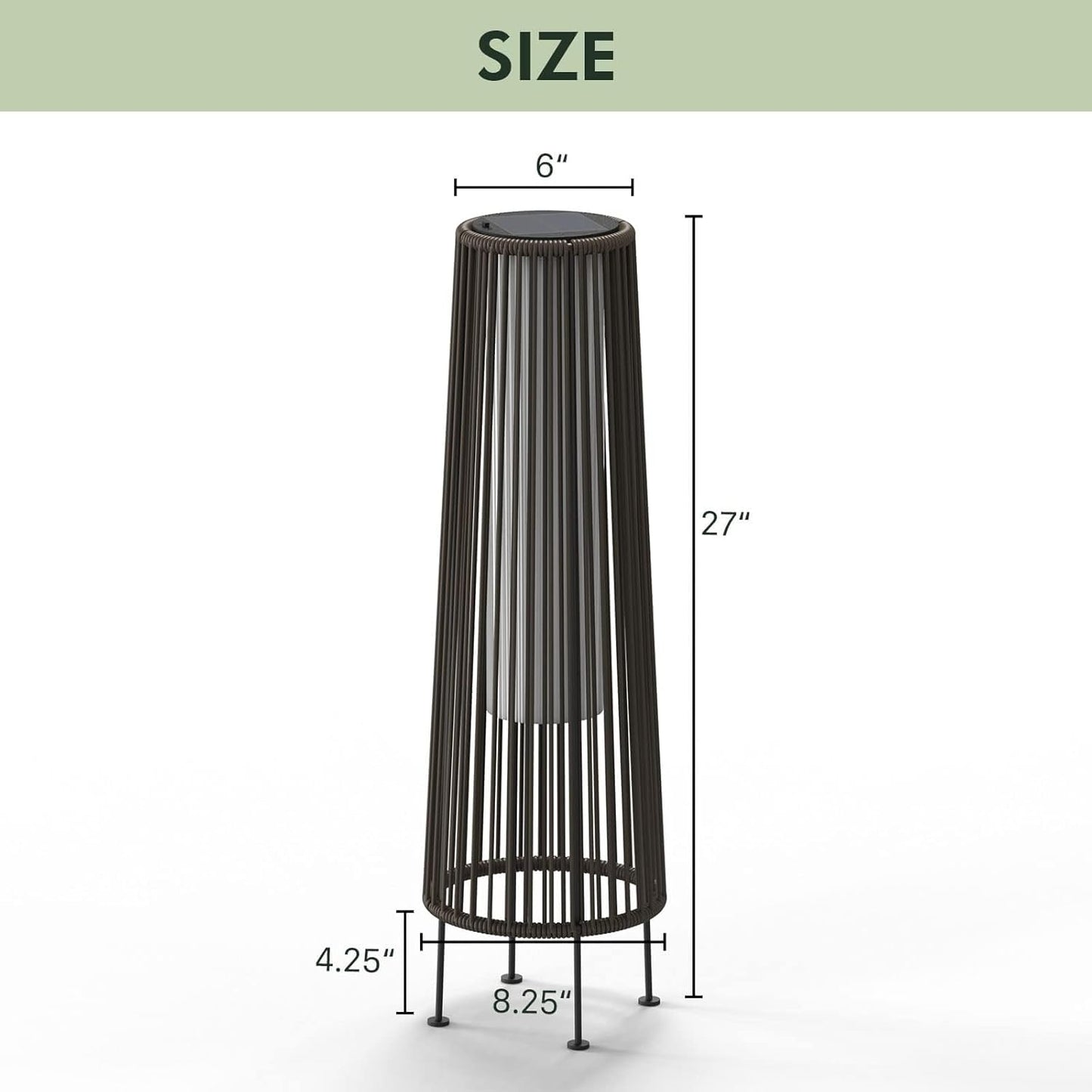 Outdoor Floor Solar Light 2-Pack, Wicker Solar Patio Lamp Waterproof outside Deck Lamp for Porch, Yard, Garden, Lawn Decorations - Dark Brown, Gordes 2 PCS