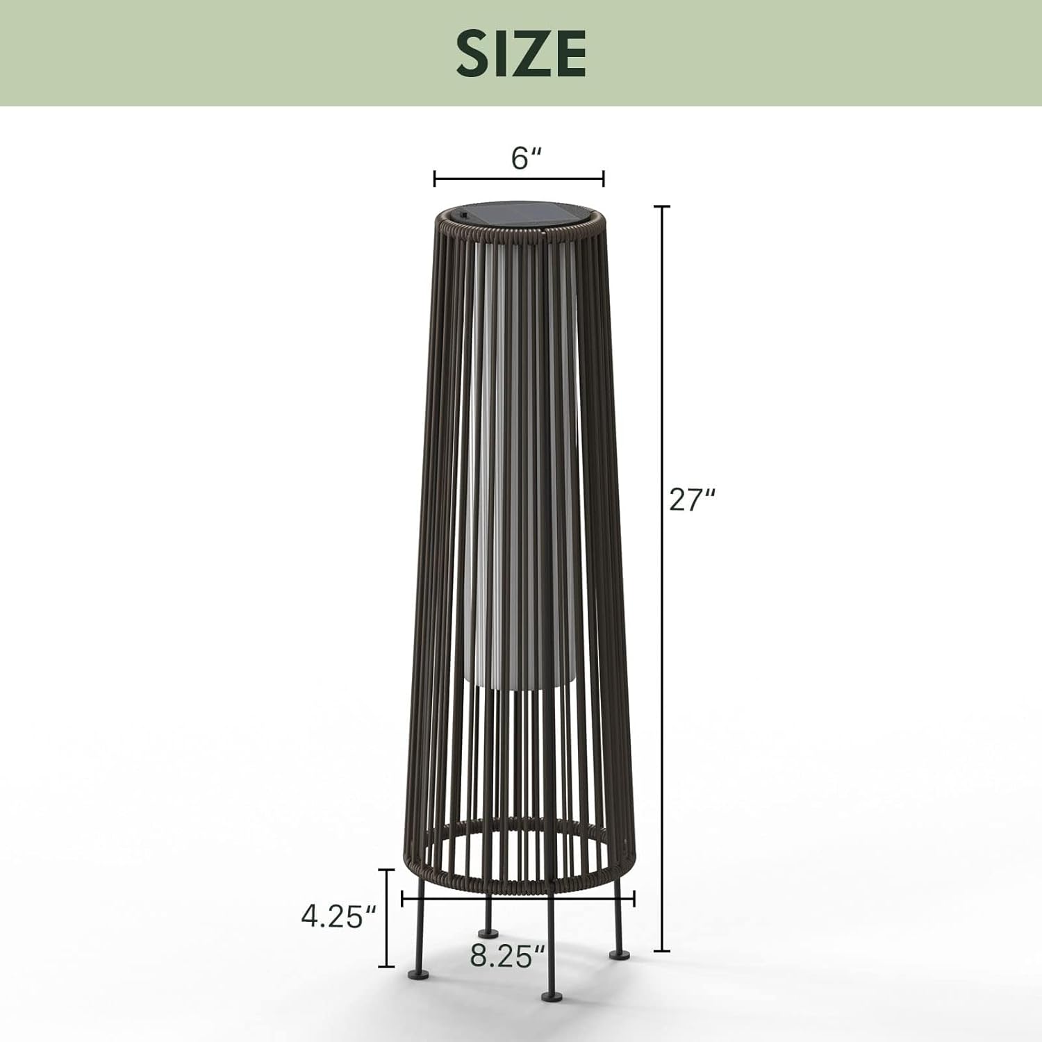 Outdoor Floor Solar Light 2-Pack, Wicker Solar Patio Lamp Waterproof outside Deck Lamp for Porch, Yard, Garden, Lawn Decorations - Dark Brown, Gordes 2 PCS