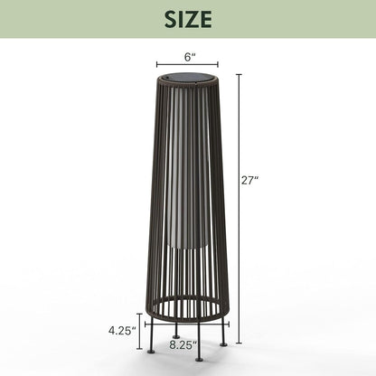Outdoor Floor Solar Light 2-Pack, Wicker Solar Patio Lamp Waterproof outside Deck Lamp for Porch, Yard, Garden, Lawn Decorations - Dark Brown, Gordes 2 PCS