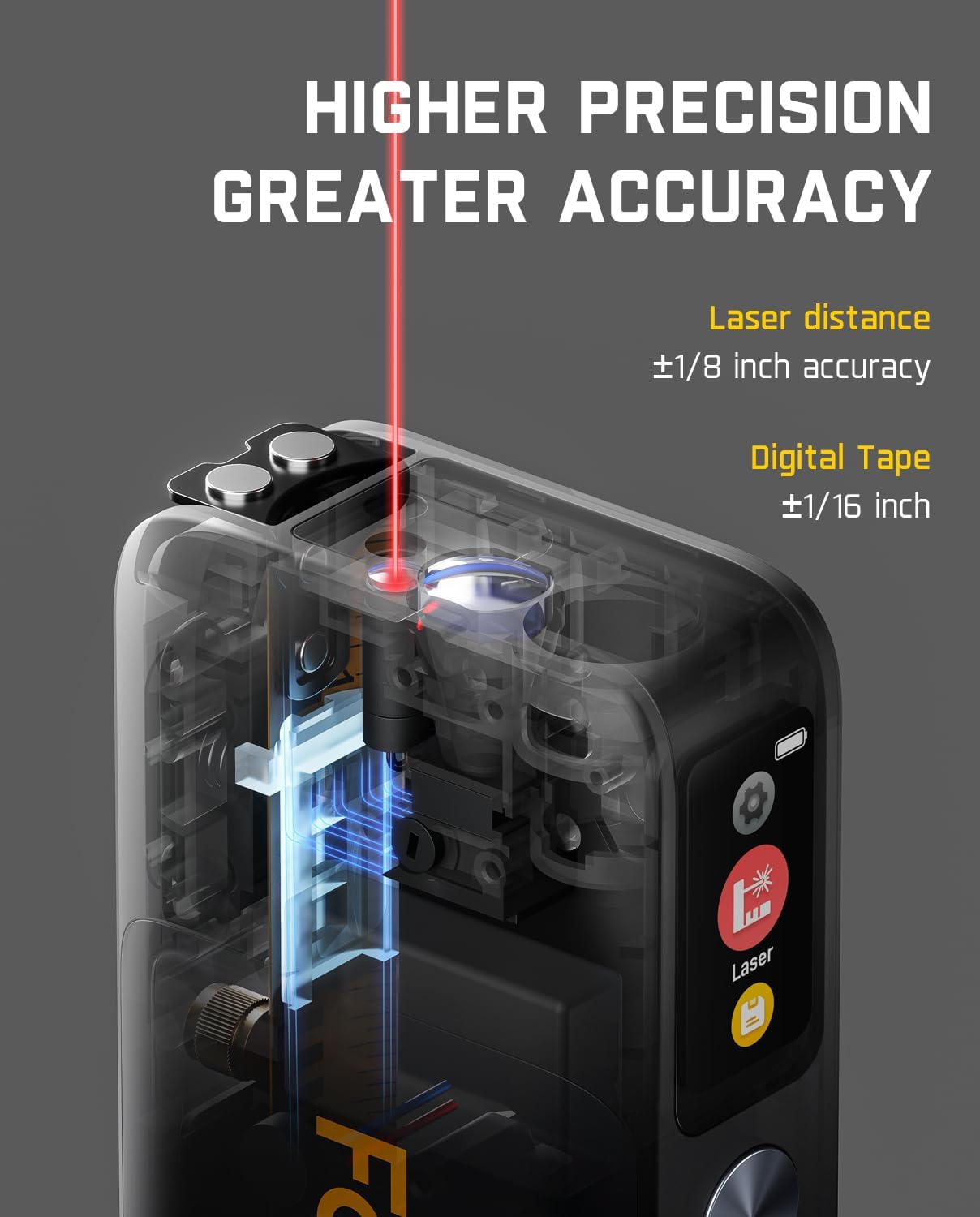 A10 Pro 2-In-1 Digital Laser Tape Measure with HD IPS Color Display, 165Ft Rechargeable Laser Measurement Tool & 9.8Ft Measuring Tape, 6 Units Selectable, for Distance/Area/Volume