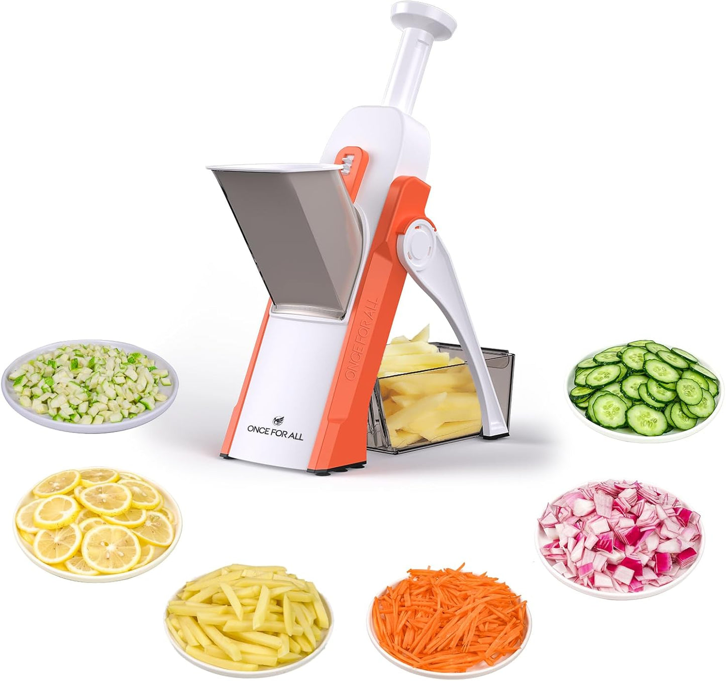 Safe Mandoline Slicer, Multi Vegetable Chopper, Potato Slicer for Kitchen, 4 Modes 100+ Presets Adjustable Thickness, French Fry Cutter (5 in 1 Green)