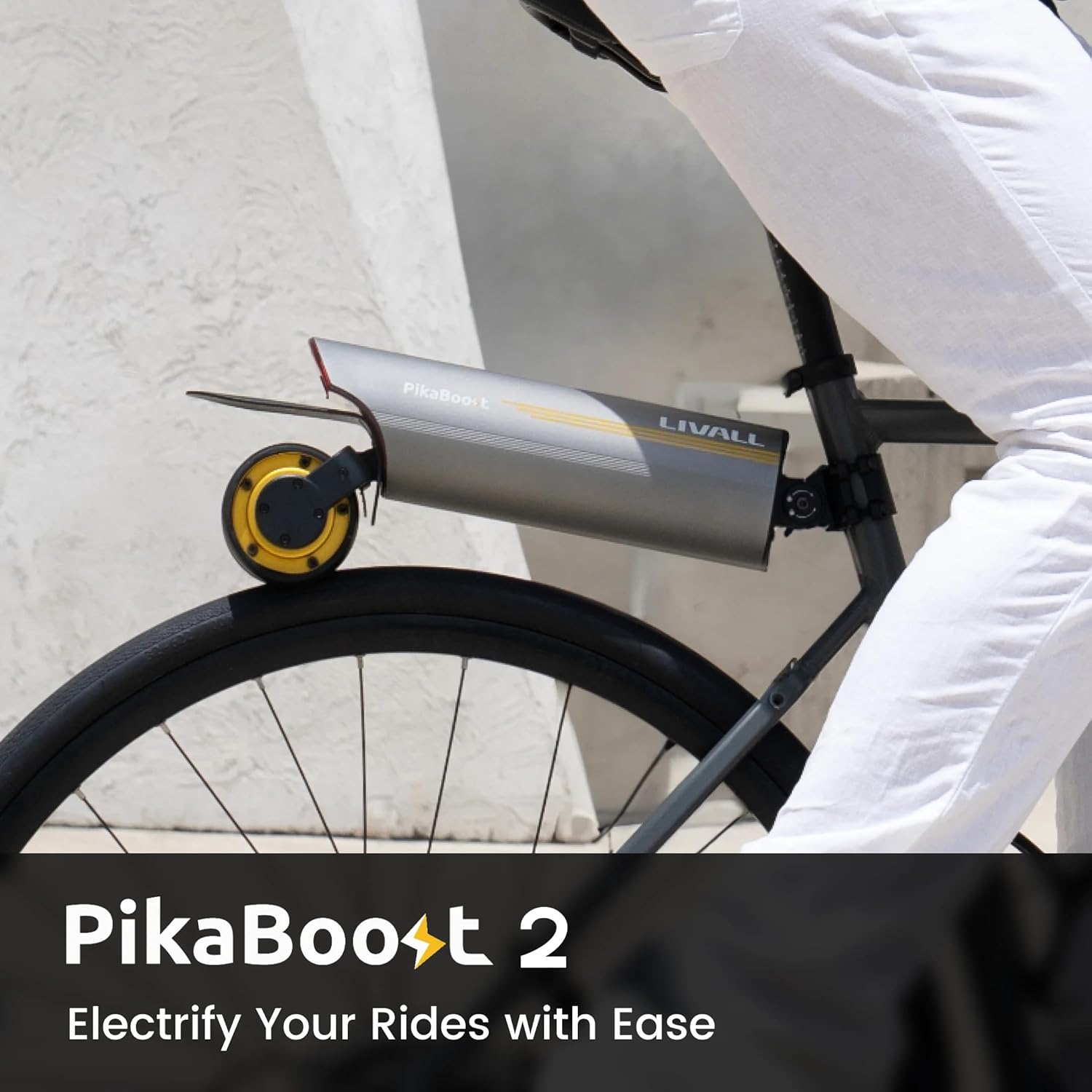 220Wh Pikaboost 2 E-Bike Rear Wheel Conversion Kit with 220Wh Battery, Electric Bike Conversion Kit with LED & App Control for Road Bikes