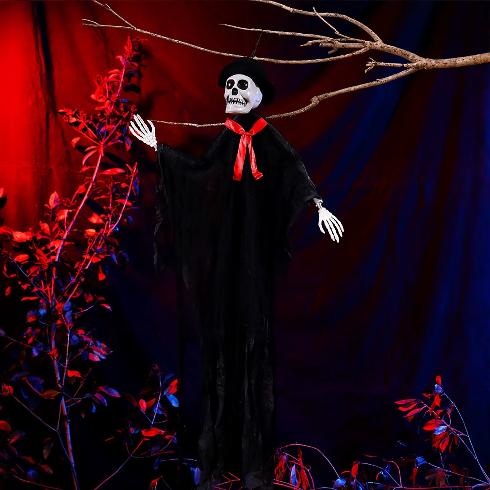 Halloween Hooded Skeleton Haunted House Hanging Ornaments Halloween Scene Layout Decorations Holiday Decorative Supplies