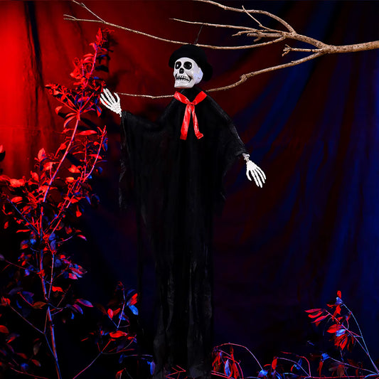 Halloween Hooded Skeleton Haunted House Hanging Ornaments Halloween Scene Layout Decorations Holiday Decorative Supplies