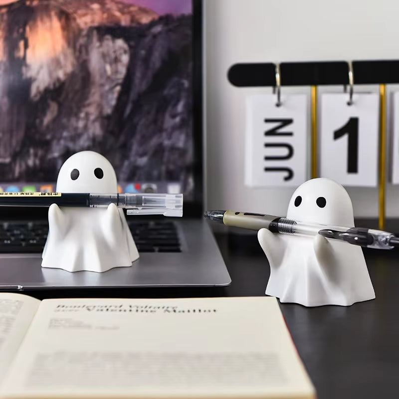Halloween Cute Ghost Ornament Creative Desktop Decoration for Friends Birthday Gift Funny Pen Holder