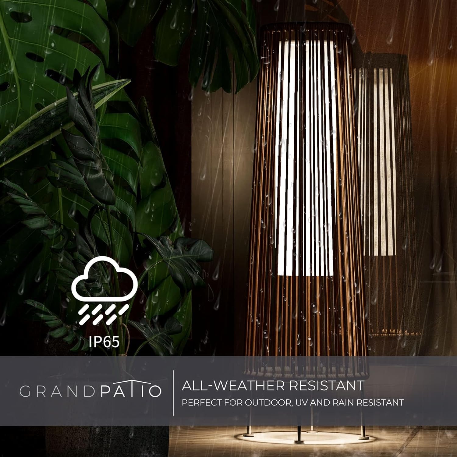 Outdoor Floor Solar Light 2-Pack, Wicker Solar Patio Lamp Waterproof outside Deck Lamp for Porch, Yard, Garden, Lawn Decorations - Dark Brown, Gordes 2 PCS