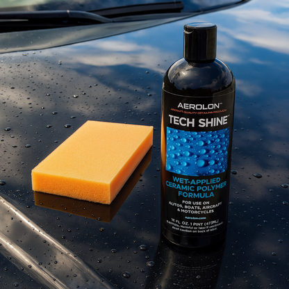 Tech Shine: Ceramic Coating for Cars, Car Wax, Car Polish, Ceramic Polymer Coating, Hydrophobic Top Coat Polish and Sealer, 6-8 Applications per Bottle