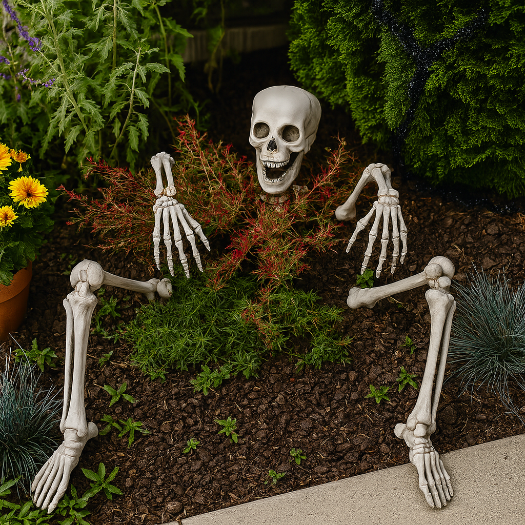 Halloween Decor Skeleton Stakes Halloween Realistic Skull Skeleton Head Human Hand Arms for Halloween Party Home Garden Lawn