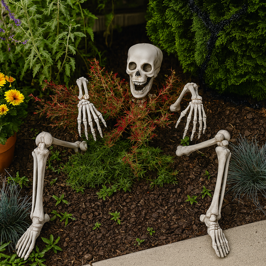 Halloween Decor Skeleton Stakes Halloween Realistic Skull Skeleton Head Human Hand Arms for Halloween Party Home Garden Lawn