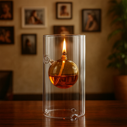 Cylindrical Oil Lamp Transparent Glass Candlestick Interior Glass Oil Lamp Household Decoration Creative Vintage Candle Holder