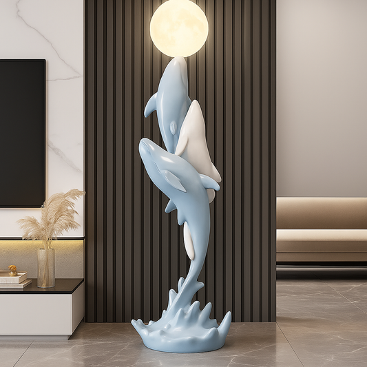Home Decor Luminous Whale Statue Large Floor Decor Nordic Living Room Auspicious Animal Sculpture Art Ornament Housewarming Gift