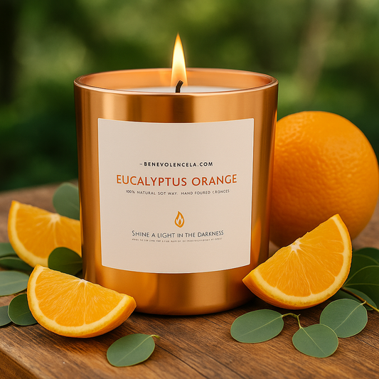 Eucalyptus Orange Wood Wick Candles | Soy Scented Candles for Home | Gifts for Women and Men | Home Fragrance | Aromatherapy | Shelf Decor, Bathroom Freshener | 8Oz, 45 Hour Burn