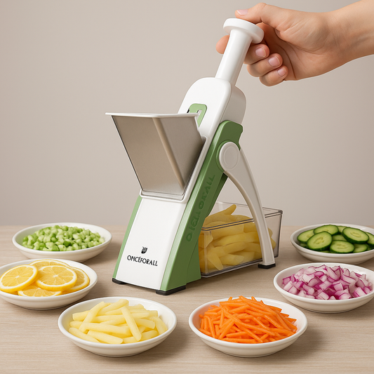 Safe Mandoline Slicer, Multi Vegetable Chopper, Potato Slicer for Kitchen, 4 Modes 100+ Presets Adjustable Thickness, French Fry Cutter (5 in 1 Green)