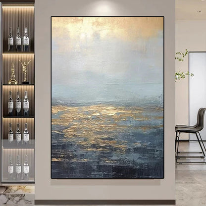 New Design Vertical Abstract Oil Painting 100% Handmade Famous Canvas Pictures Copy Blue Ocean Modern Wall Art for Home Decor