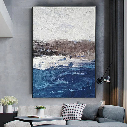 New Design Vertical Abstract Oil Painting 100% Handmade Famous Canvas Pictures Copy Blue Ocean Modern Wall Art for Home Decor