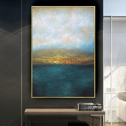 New Design Vertical Abstract Oil Painting 100% Handmade Famous Canvas Pictures Copy Blue Ocean Modern Wall Art for Home Decor