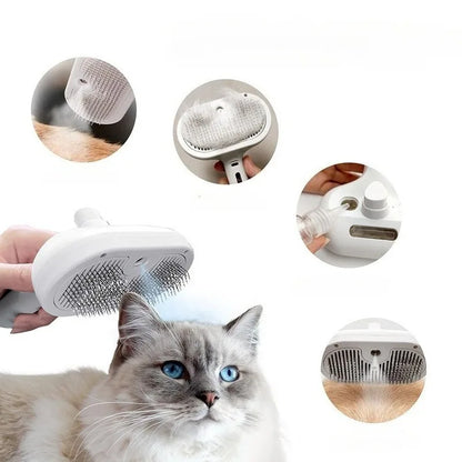 Pet Comb Steam Massage Brush Soft Tooth Spray Universal Brush 3In1 Hair Removal Multifunctional Massage Comb USB Spray Brush For