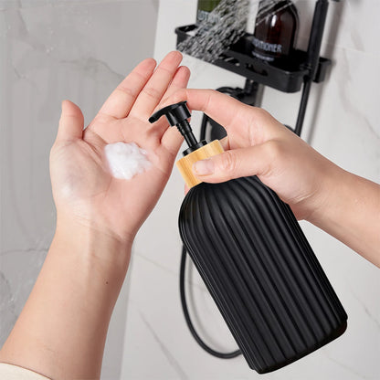 Bathroom Countertop Organizer Set – Soap Dispenser, Cotton Ball Storage & Toothbrush Holder