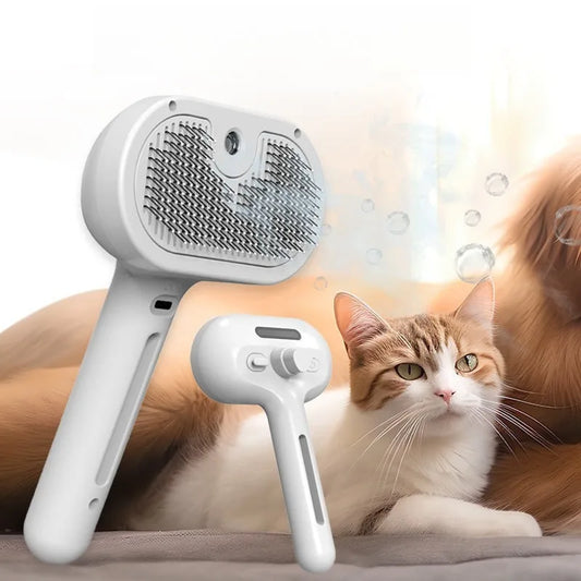 Pet Comb Steam Massage Brush Soft Tooth Spray Universal Brush 3In1 Hair Removal Multifunctional Massage Comb USB Spray Brush For