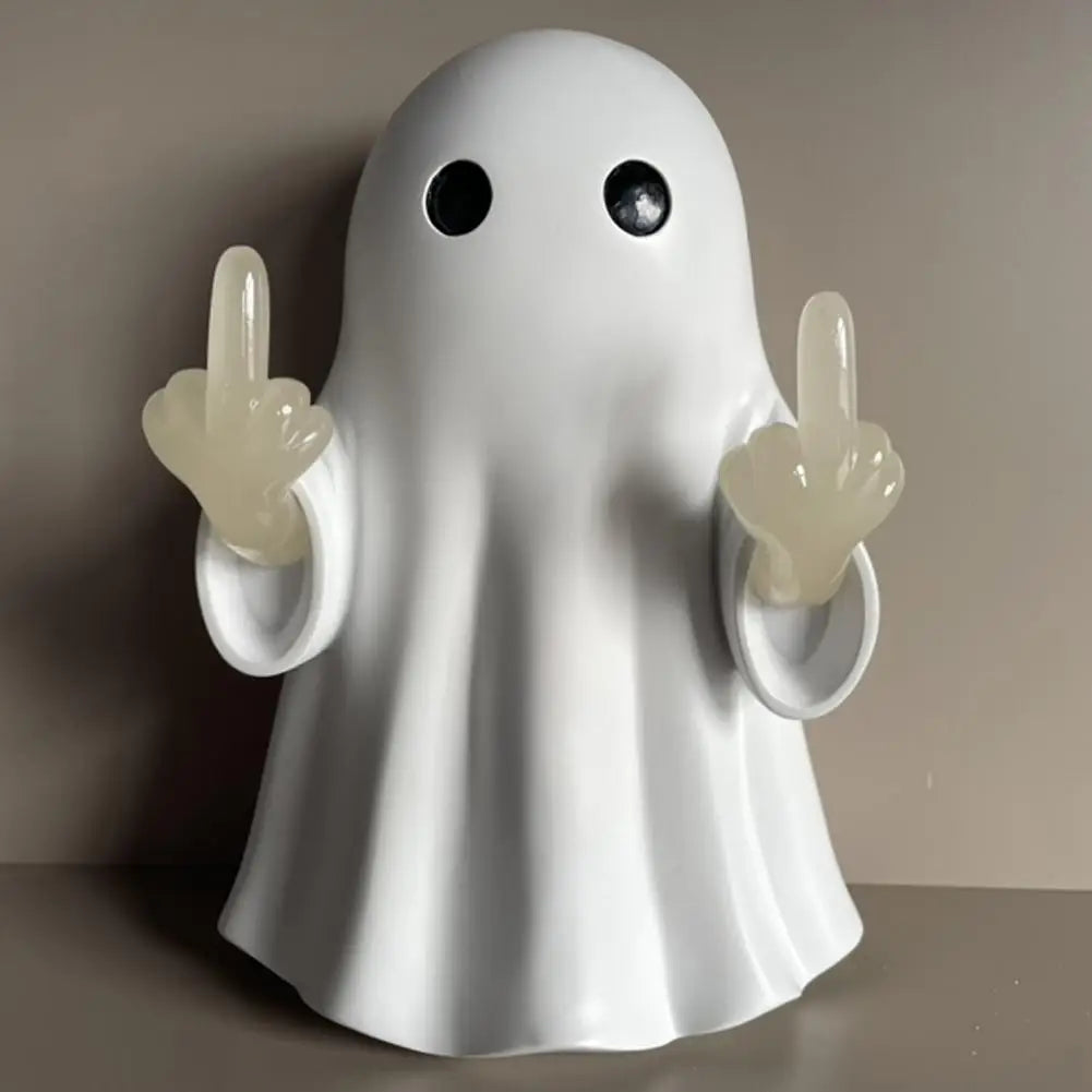 Middle Finger Cute Ghost Statue Night Light Ghosts Small Scary Ghost Figurines Wall Lamp Halloween Home Decoration