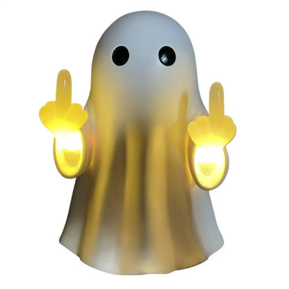 Middle Finger Cute Ghost Statue Night Light Ghosts Small Scary Ghost Figurines Wall Lamp Halloween Home Decoration