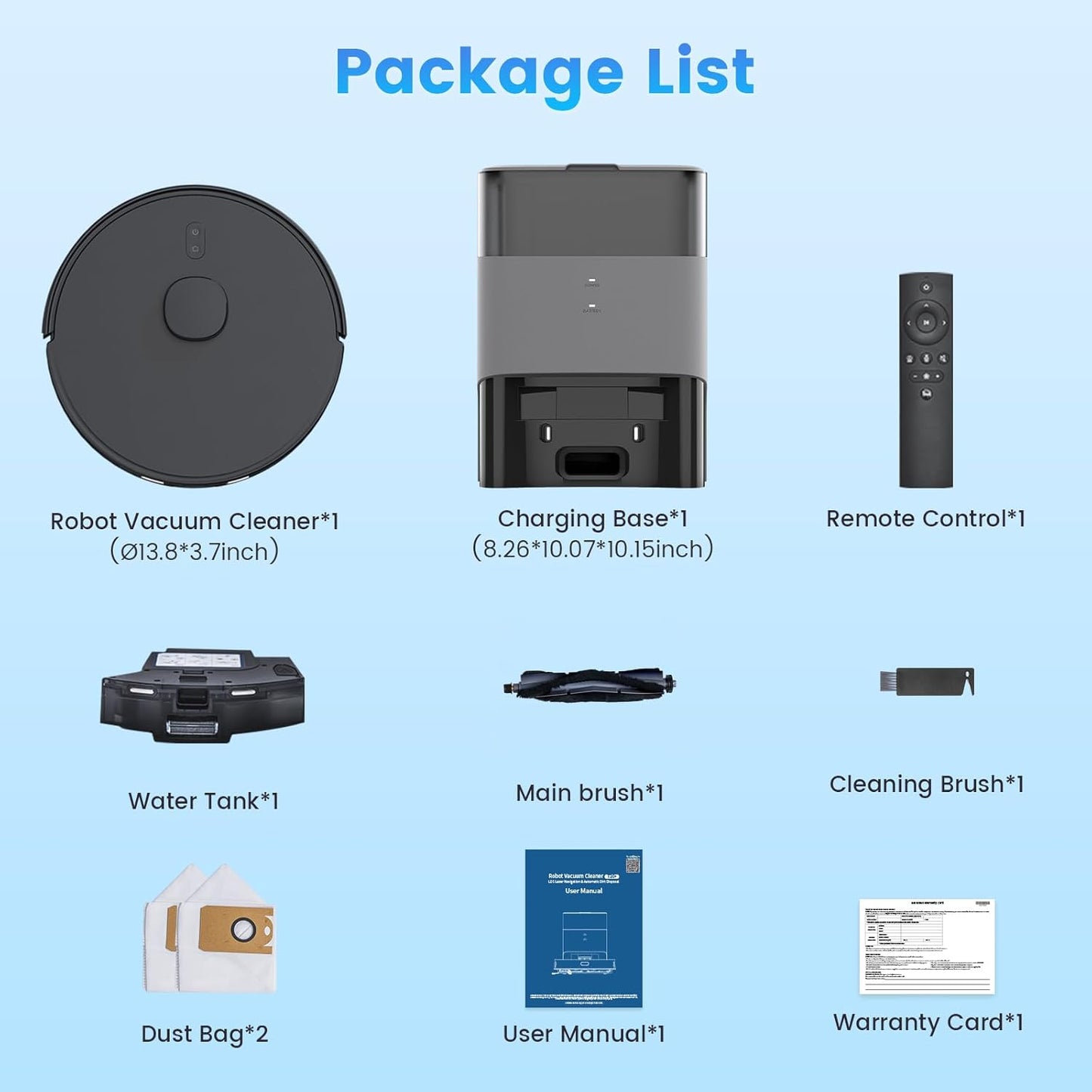 Robot Vacuum and Mop Combo, Self-Emptying, 60-Day Capacity, Schedule, 180Mins Runtime, Home Mapping, Wi-Fi/App/Alexa/Remote, Robotic Vacuum Cleaner for Pet, Hard Floors, Carpet