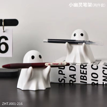 Halloween Cute Ghost Ornament Creative Desktop Decoration for Friends Birthday Gift Funny Pen Holder