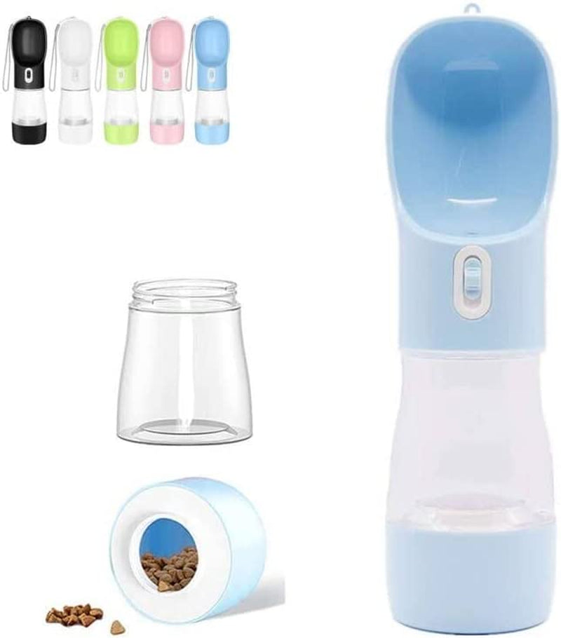 Outdoor Dog Water Bottle Dispenser - Leak Proof for Pets on the Go with Food Container Multifunctional Travel Dog Water Bottle (Pink)